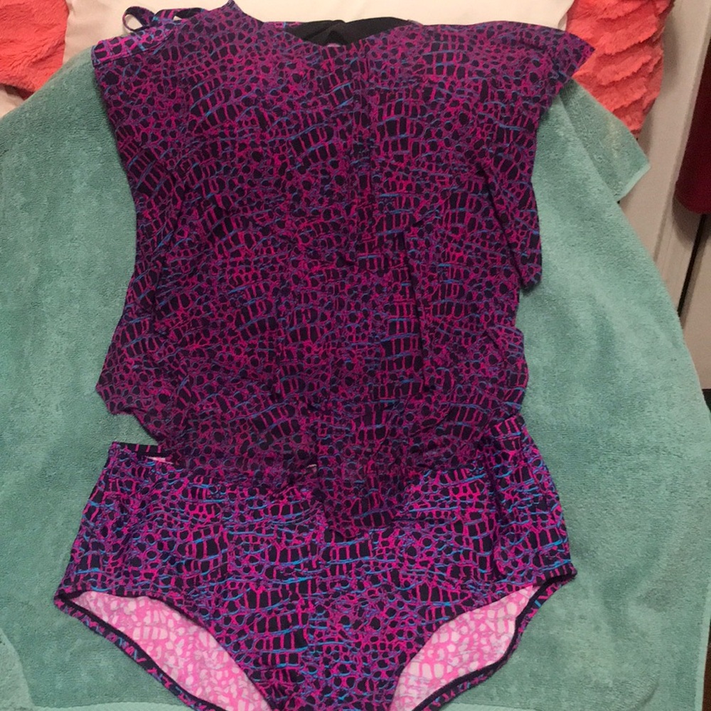 Purple/Blue/Black Tankini Swimsuit